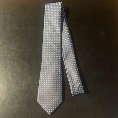 Corbata Kenneth Cole Awareness 100 % seda cuadrada geométrica gris azul nueva con etiquetas Foto 1 de 4