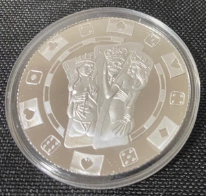 1 Oz .999 Silver Sexy 3 Of A Kind Poker Chip Art Round - Picture 1 of 2