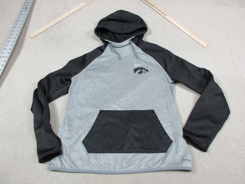 Iowa Hawkeyes Hoodie Womens Medium Gray Black Sweatshirt Therma Fit Pullover Cover