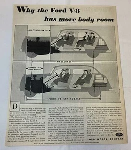 1937 FORD MOTOR COMPANY ad page ~ Why The Ford V-8 Has More Body Room - Picture 1 of 1