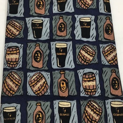 Copos de cerveja Guinness bebedouro barris de pub 100% seda novidade gravata Simone Wolf - Imagem 1 de 4