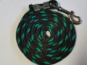 Nylon Poly Miniatura Caballo Pony cabra perro ovejero Plomo Cuerda USA Hecho negro w / verde - Imagen 1 de 2