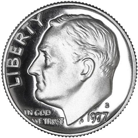 1977 S Roosevelt Dime Gem Deep Cameo CN-Clad Proof US Coin Cover