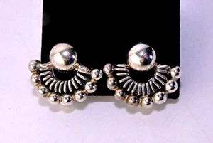 Taxco Mexico Earrings Vintage Clip On Artisan Sterling Silver 925 - 3394t - Picture 1 of 6