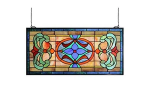 Yogoart Extra Large Horizontal Transom Window Stained Glass Window Panels Han... - Picture 1 of 6