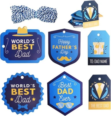 Etiquetas de regalo del día del padre, 60 piezas feliz día del padre etiquetas de papel colgantes con cadena Foto 1 de 4
