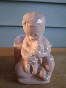 Vintage süß 5 1/2" rosa Baby Keramik Übertopf  - Bild 1 von 7