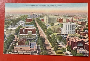 LOOKING NORTH ON UNIVERSITY AVE ~ TORONTO ON Vintage UNPOSTED CANADA Postkarte - Bild 1 von 2