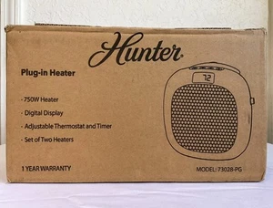 Hunter Plug-In Heater 2-Pack Adjustable Portable 750W 73028-PG NEW - Picture 1 of 4