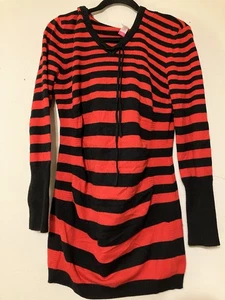 no boundaries xl dress shirt black red goth longsleeve striped girls - Picture 1 of 6