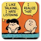 Logoshirt® Coaster Snoopy, Charlie Brown and Lucy 10x10cm (I Like Talking)