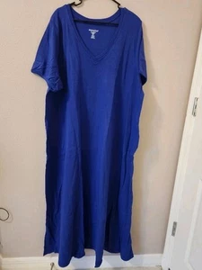 Dreams Co Women's Loose Dress, Nightgown W/ Pockets 2XL, Blue Short Sleeves - Picture 1 of 4