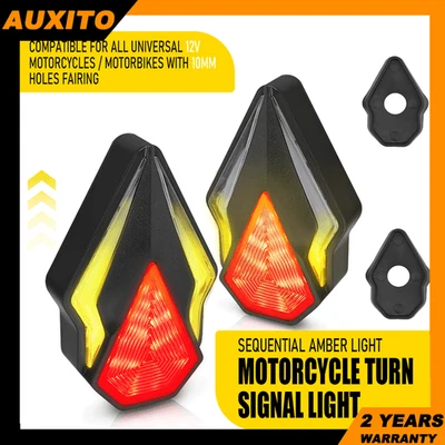 2x Motorcycle Turn Signal Indicator Lights Amber Red Tail Brake Lamps Front Rear - Image 1 of 4
