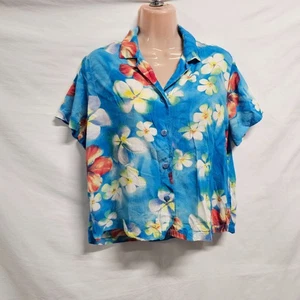 Jams World Hawaii Tropical Short Top Bluse Shirt Damen Gr. S Blau - Bild 1 von 13
