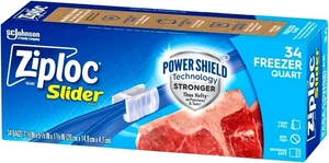 2X Ziploc Quart Food Storage Freezer Slider Bags Power Shield Technology 34count - Picture 1 of 5