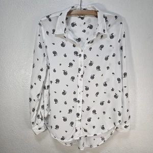 Jane and Delancey weiße M Bluse Kragen schwarz Mini Rosen lang Rollriegelärmel - Bild 1 von 19