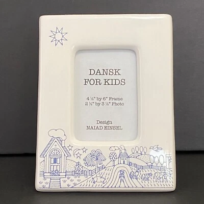 Dansk for Kids Ceramic Picture Frame Farm Scene 2.5 x 3.5" Photo ~ Naiad Einsel - Image 1 of 4