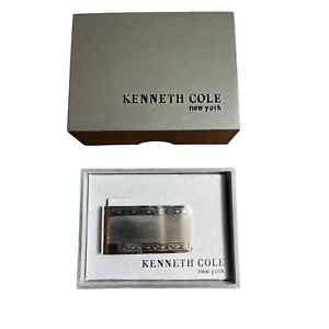 Kenneth Cole New York Money Clip Silvertone Embossed Diamond Pattern with Box