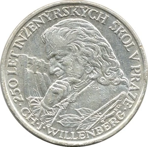 1957 10 KORUN CZECHOSLOVAKIA COIN WILLENBERG 250 YEAR PRAGUE ENGINEERING SCHOOL - Picture 1 of 5