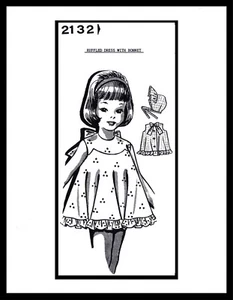 GRIT Mail Order # 2132 Pattern Dress Frock Bonnet BABY GIRL Toddler Child ~2-3-4 - Bild 1 von 4