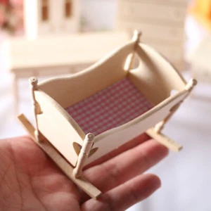 1 Pc Mini House Cradle Model Mini Wooden Cradle Furniture Miniature Kids Toy - Picture 1 of 12