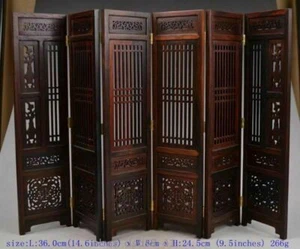 Old Decorated Handwork Wood Hollow Out Carved Flower Screen Collectibles - Picture 1 of 7