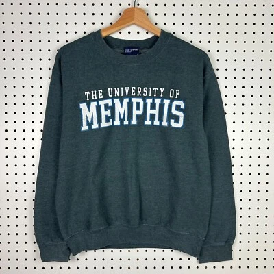 Moletom feminino University of Memphis Tigers gola redonda pequeno Y2K cinza azul - Imagem 1 de 4