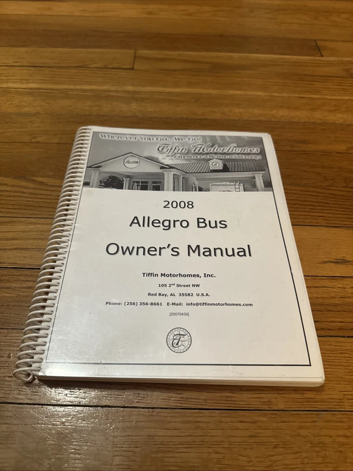 2008 Tiffin Motorhome Allegro Bus Owners Operators Manual OEM Free Shipping - Image 1 of 1