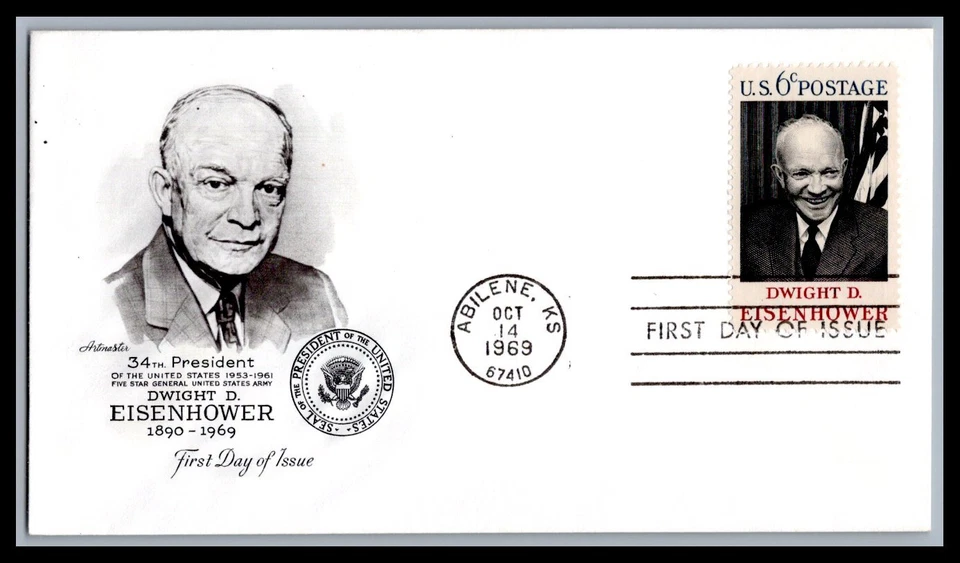 US FDC # 1383 6c Dwight D. Eisenhower  Artmaster  1969, 9h342 - Image 1 of 1
