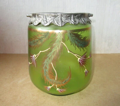 Ancien très beau seau à biscuits peint et émaillé XIXe sans couvercle ni anse. - Photo 1/4