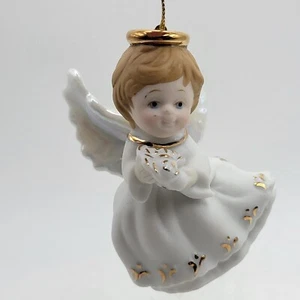 Vintage Ceramic Angel Figurine Ornament Porcelain White With Gold Accents 3.5"H - Picture 1 of 6