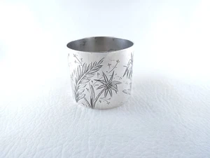DURGIN Antique Sterling Silver 925 Napkin Ring(s) Engraved Plants No Monogram - Bild 1 von 4