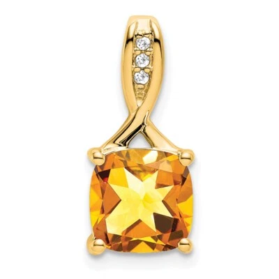 14k Yellow Gold Cushion Citrine and Diamond Pendant 1.09gm for Mom - Image 1 of 4