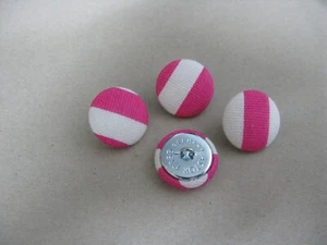 BOTONES FIESTA RAYAS ALGODÓN ROSA Y BLANCO - TAPICERÍA 23mm y 19MM - ARTESANAL - B152 - Imagen 1 de 4