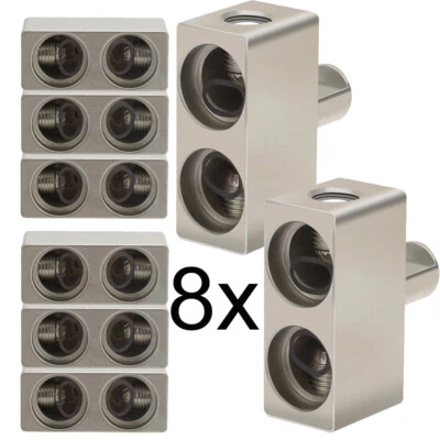 8PC Car Audio Power/Ground Dual 1/0 Gauge To 1/0 Gauge Offset Amp Input Reducers - Image 1 of 4