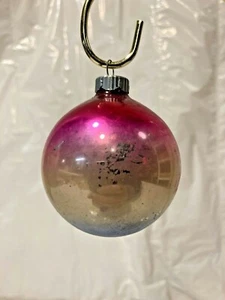 Vtg Shiny Brite MAGENTA PINK BLUE OMBRE 2" Xmas Ornament Almost Patriotic - Picture 1 of 4