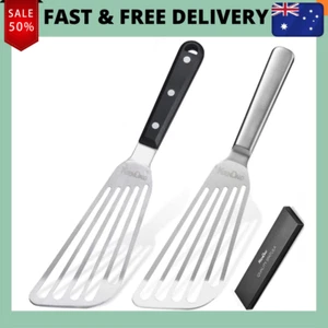 Spatula Set Stainless Steel Thin Metal Egg Spatula Flipper Slotted Frying Turner - Picture 1 of 15