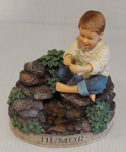 Vintage Virtues Humor Boy Holding A Frog in Pond Demdaco 2002 - 4" - Imagen 1 de 8