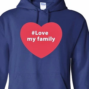 Youth Graphic Hoodie - "Love My Family" (Navy Blue Medium 10-12) - Picture 1 of 3