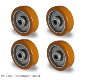 4 x Ersatzrad Rollen Schwerlastrolle Polyurethan Rad 125mm Felge INKL Montageset - Bild 1 von 2