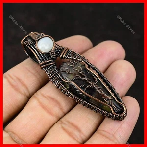 Womens day Sale Copper Natural Multi Fluorite Rainbow Moonstone Daughter Pendant - Picture 1 of 7