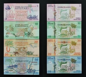 1992 Cook Islands 3 10 20 50 DOLLARS BANKNOTE CURRENCY UNC - Picture 1 of 3