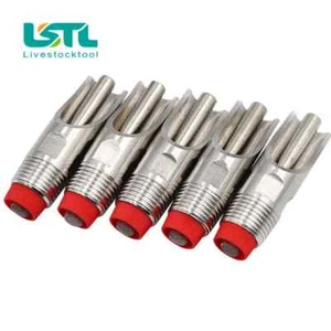 5pcs Stainless Steel Automatic Pig Nipple Drinker, Red Cap, Duckbilled, 1/2 inch - Picture 1 of 5