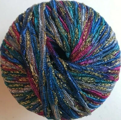 Hilos Euro GLAMOUR #6 Azul Verde Púrpura Rosa Oro Cinta Metálica Hilo Madeja DK Foto 1 de 3
