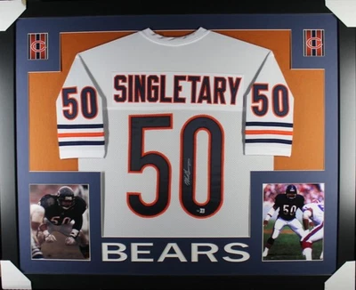 Camiseta deportiva personalizada firmada/autografiada por Mike Singletary en marco de 35x43 - Beckett/BAS Foto 1 de 2