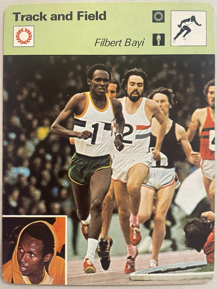 Tarjeta de atletismo Sportscaster 1978 Filbert Bayi Foto 1 de 2