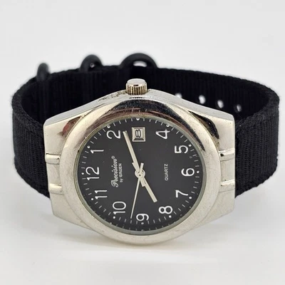 Reloj Hombre Gruen Precisión 38MM Esfera Negra Fecha Nuevo Negro Lona Bandas Batería Foto 1 de 4