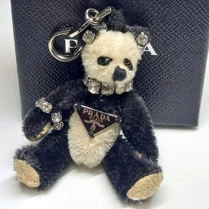 PRADA Panda/Bear Keychain Keyring Charm Black/White With Box From Japan Authen - Picture 1 of 10