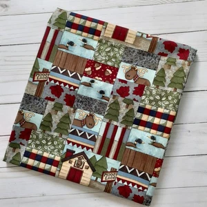 Moose Lodge Fabric from Marcus Brothers Cotton Green Brown 2 1/2 yards - Picture 1 of 5