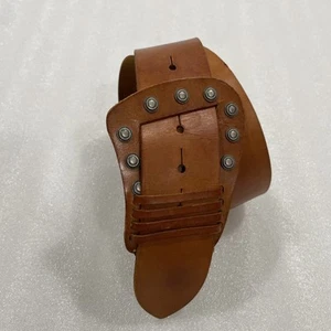 Vintage Leather AVION International Belt 2” W Adjustable Pin Buckle 34-37” EUC - Picture 1 of 10